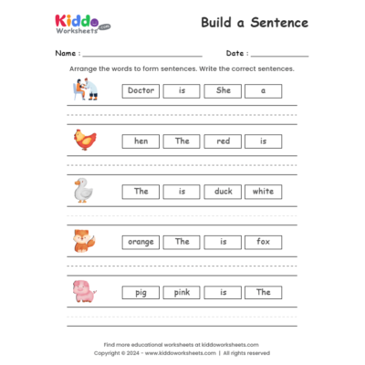 Build a Sentence Worksheet